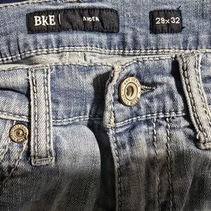 BKE Blue Slim Straight Jeans with Vintage Fading